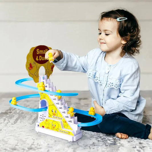 Small Ducks Climbing Toys, Electric Ducks Race Track Chasing Game Set, Playful Roller Coaster Toy with LED Flashing Lights & Music #GLOBAL PICKS